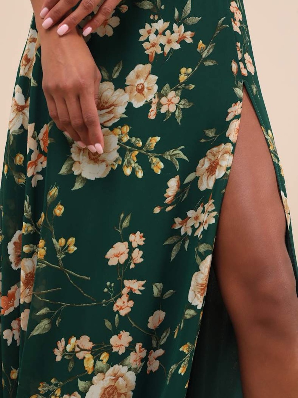 NWT Lulus Remarkable Arrival Emerald Green Floral Sleeveless Maxi Dress - Picture 3 of 7